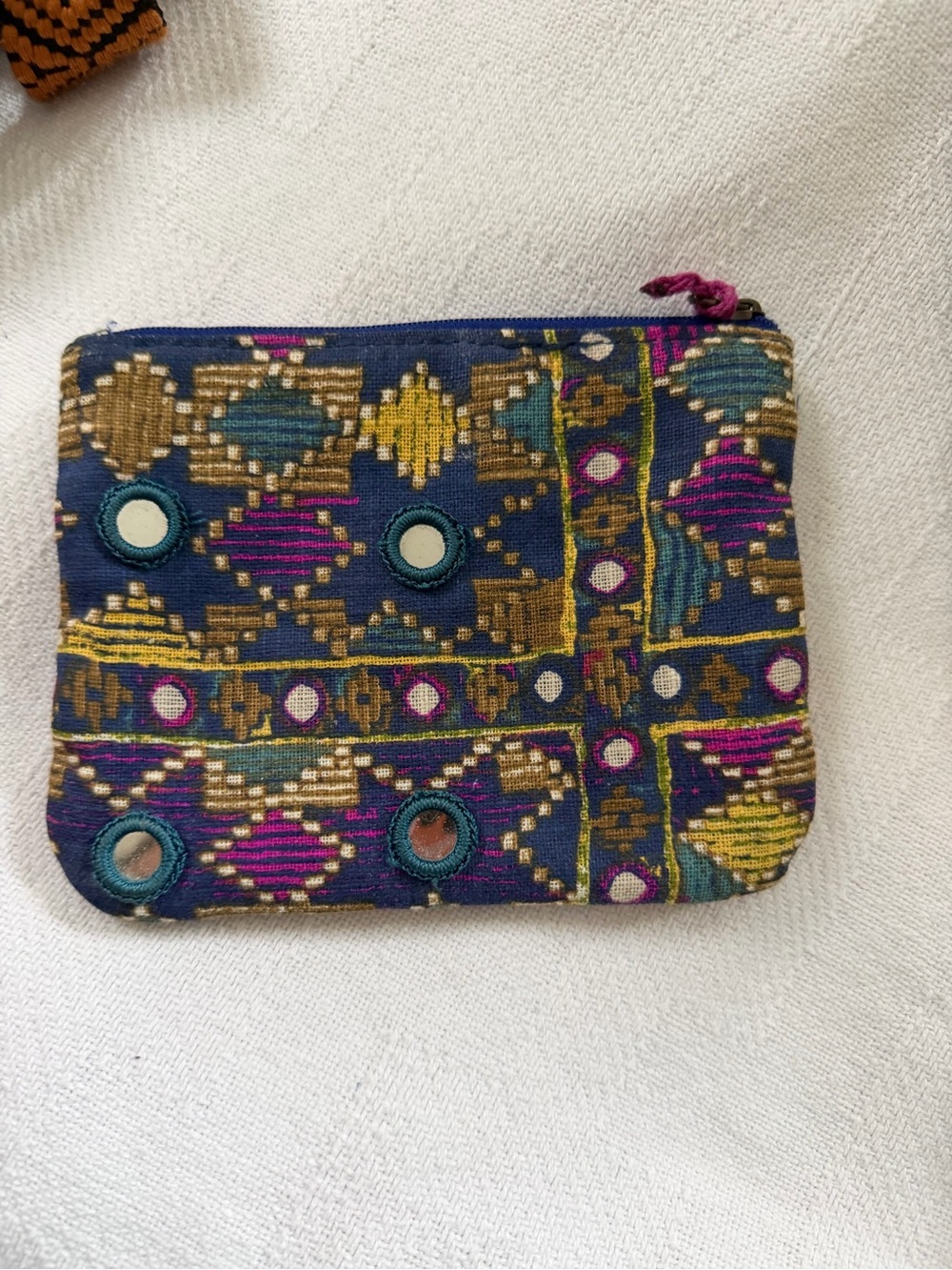 Handmade Multicolor Boho Zip Pouch - Women's Bag